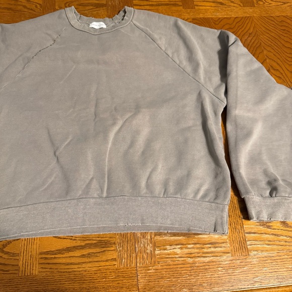 John Elliott Folsom Cropped Raglan Crew Sweater Sz 3 or L Distressed Boxy Fit - Picture 5 of 16